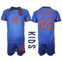 Camisa de time de futebol Holanda Denzel Dumfries #22 Replicas 2º Equipamento Infantil Mundo 2022 Manga Curta (+ Calças curtas)
